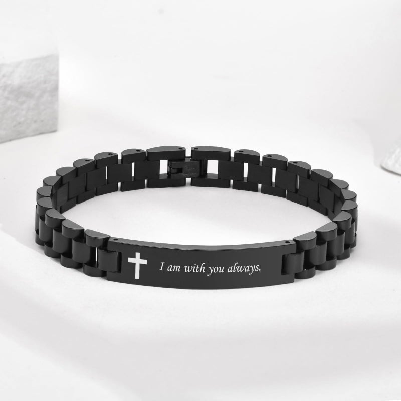 VNOX Christian Bracelet for Men | Personalized Bracelet for Men Bible Verse Scripture Bracelets Mens Inspirational Bracelets Cross Chain Link Bracelet, Religious Christian Gifts for Men,Style 13 - Image 3